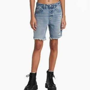 Wild Fable Women's High-Rise Wide Leg Bermuda Medium‎ Wash Jean Shorts